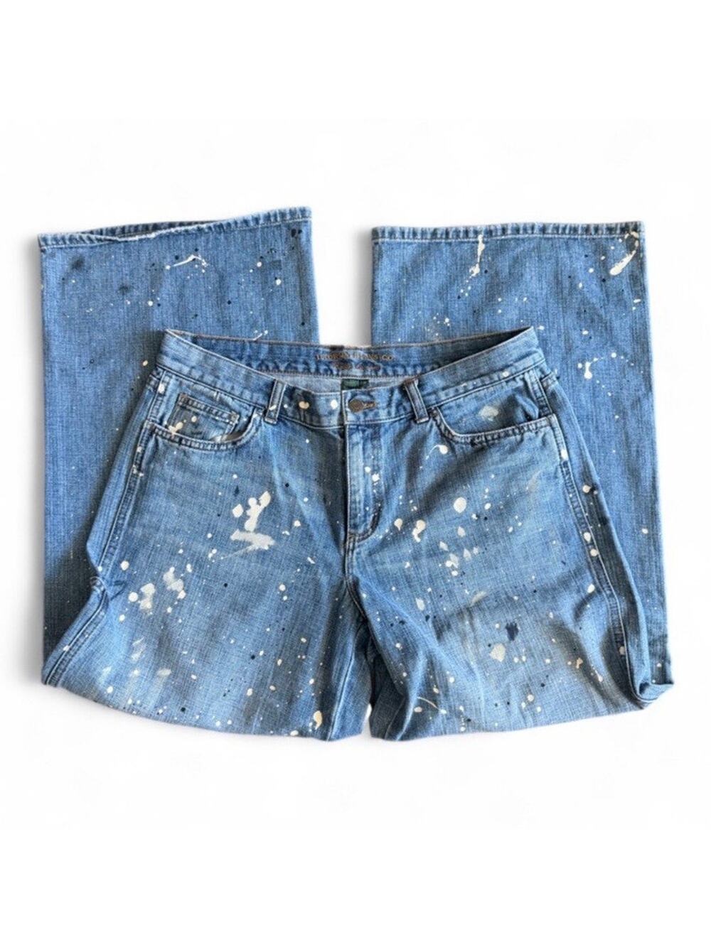 Vintage Lauren Ralph Lauren Paint Splatter Baggy Wide Leg Carpenter Jean size 10